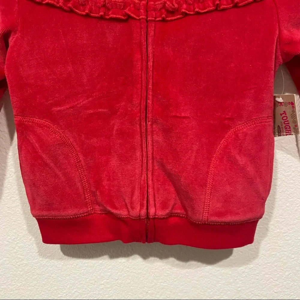 NWT Kids Toughskins Girls Red Fleece Full Zip Jacket Christmas Holiday 2T